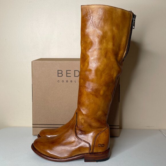 BED STU Tess Distressed Tan Leather Tall Riding Boots BedStu Size 8.5 - Picture 4 of 16